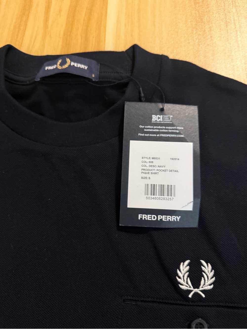 Fred Perry Navy Piqué Polo with White Laurel Embroidery